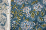 Handmade Block Print Green Floral Thick Linen Fabric – Rameshwaram