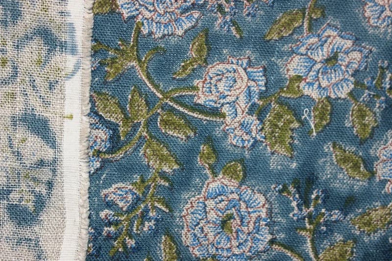 Handmade Block Print Green Floral Thick Linen Fabric – Rameshwaram