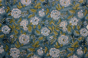 Handmade Block Print Green Floral Thick Linen Fabric – Rameshwaram