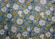 Handmade Block Print Green Floral Thick Linen Fabric – Rameshwaram