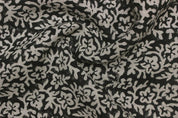 Handmade Block Print Grey Floral Thick Linen Fabric - Nidhi Van