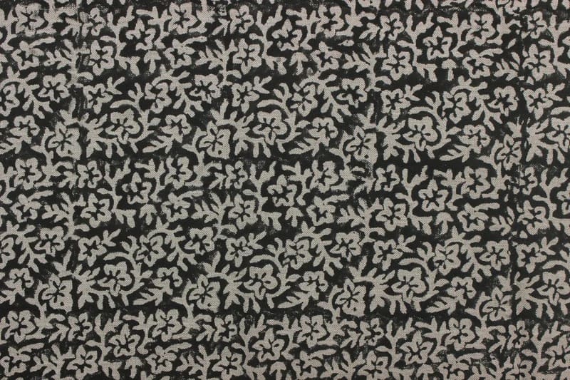 Handmade Block Print Grey Floral Thick Linen Fabric - Nidhi Van