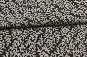 Handmade Block Print Grey Floral Thick Linen Fabric - Nidhi Van