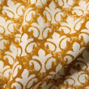 Handmade Block Print Mustard Off White Linen Fabric - Rajputana Jaal