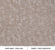 Handmade Block Print Mustard Floral Thick Linen Fabric - Vishv Jaal