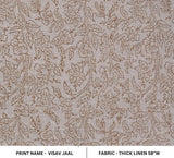 Handmade Block Print Mustard Floral Thick Linen Fabric - Vishv Jaal