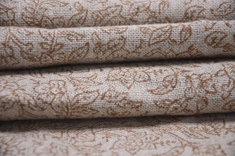 Handmade Block Print Mustard Floral Thick Linen Fabric - Vishv Jaal
