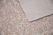 Handmade Block Print Mustard Floral Thick Linen Fabric - Vishv Jaal