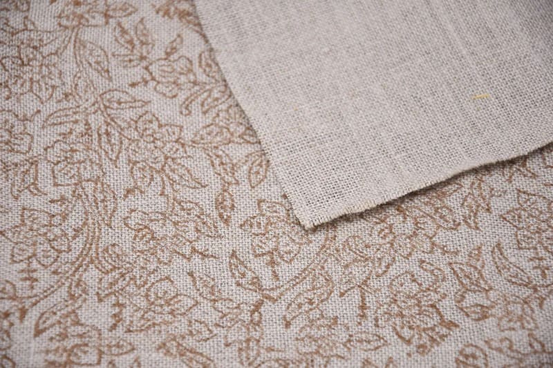Handmade Block Print Mustard Floral Thick Linen Fabric - Vishv Jaal