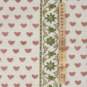 Handmade Block Print Pink & Green Floral Linen Blend - Priya