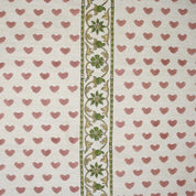 Handmade Block Print Pink & Green Floral Linen Blend - Priya