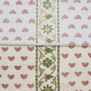 Handmade Block Print Pink & Green Floral Linen Blend - Priya