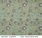 Handmade Block Print Rose Gold Visocse Linen Fabric - Kundanvan