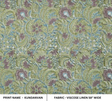 Handmade Block Print Rose Gold Visocse Linen Fabric - Kundanvan