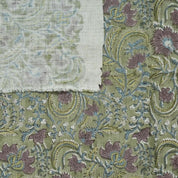 Handmade Block Print Rose Gold Visocse Linen Fabric - Kundanvan
