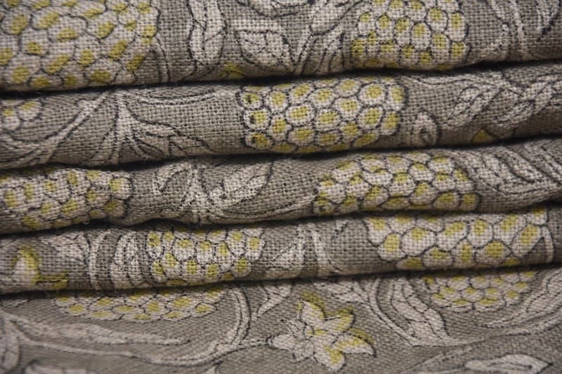 Handmade Block Print Yellow Floral Thick Linen Fabric - Merakhi