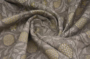 Handmade Block Print Yellow Floral Thick Linen Fabric - Merakhi