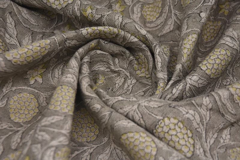 Handmade Block Print Yellow Floral Thick Linen Fabric - Merakhi