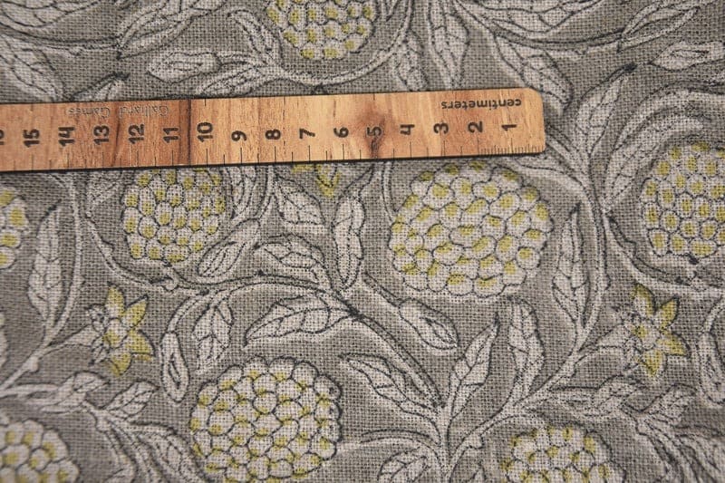 Handmade Block Print Yellow Floral Thick Linen Fabric - Merakhi
