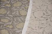 Handmade Block Print Yellow Floral Thick Linen Fabric - Merakhi