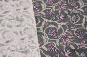Handmade Block Printed Red & Blue Floral Duck Canvas - Saraswati