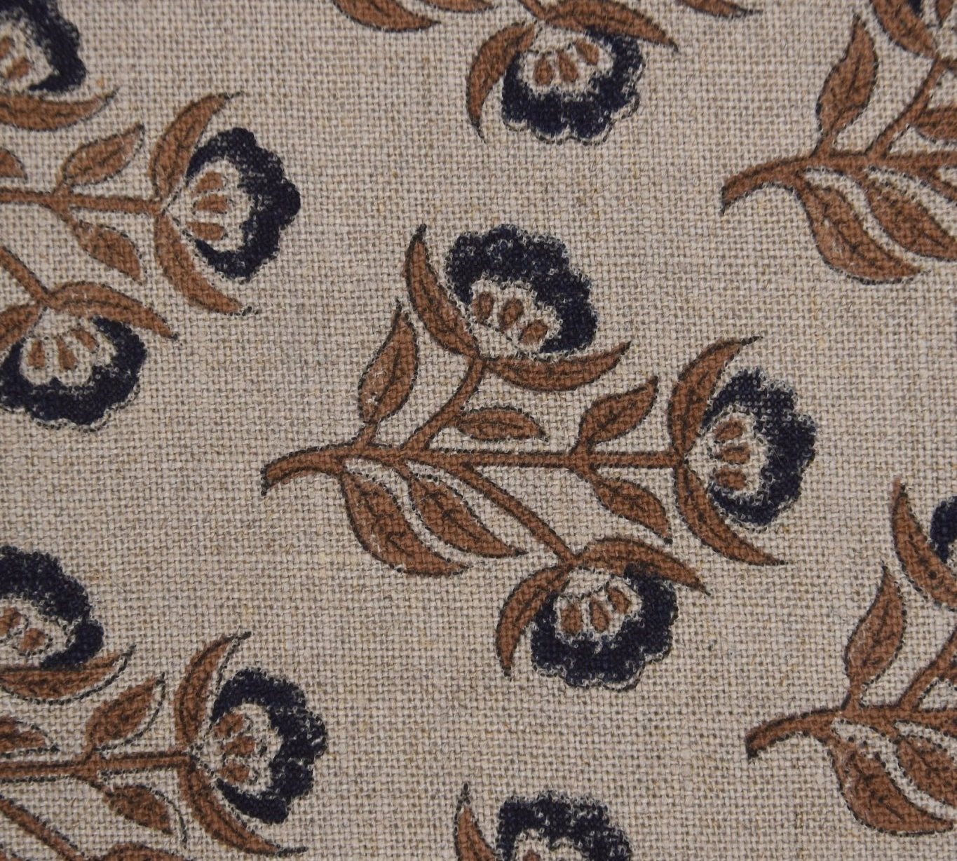 Handmade block print, thick linen 58" wide, linen fabric for pillows, cushions, curtains and table cloth - BAELPATRA