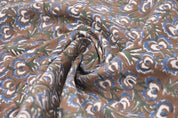 Handmade Hand Block Print Blue Thick Cotton Fabric - Heart Vine