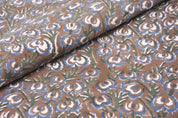 Handmade Hand Block Print Blue Thick Cotton Fabric - Heart Vine