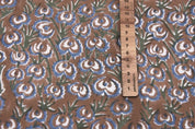 Handmade Hand Block Print Blue Thick Cotton Fabric - Heart Vine
