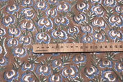 Handmade Hand Block Print Blue Thick Cotton Fabric - Heart Vine