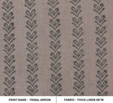 Handmade Block Print Grey Floral Thick Linen Fabric - Tribal Arrow