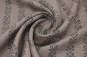 Handmade Block Print Grey Floral Thick Linen Fabric - Tribal Arrow
