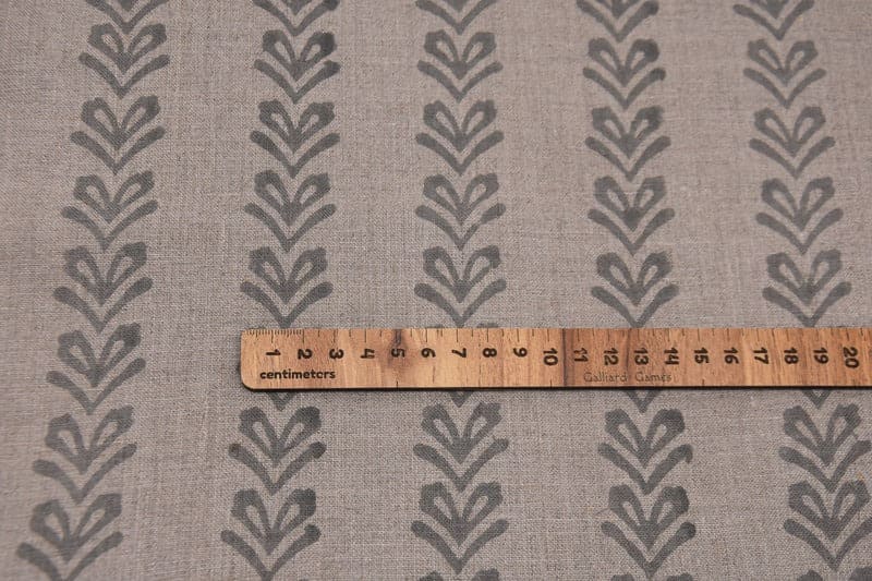Handmade Block Print Grey Floral Thick Linen Fabric - Tribal Arrow