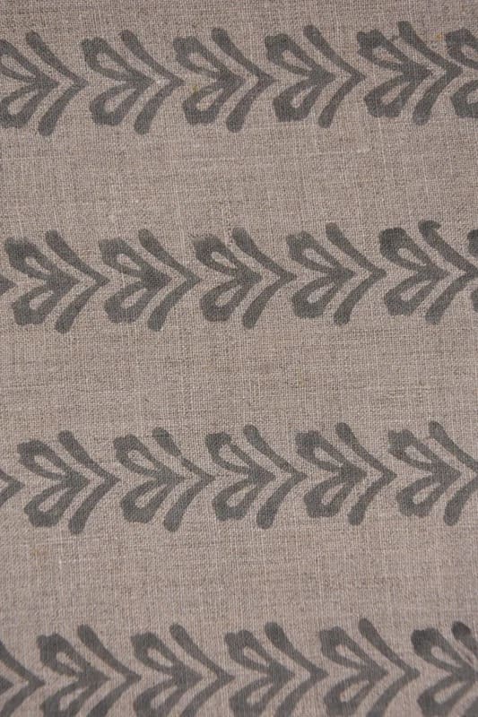 Handmade Block Print Grey Floral Thick Linen Fabric - Tribal Arrow