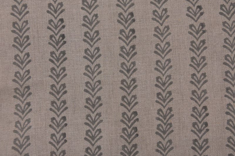 Handmade Block Print Grey Floral Thick Linen Fabric - Tribal Arrow