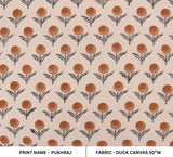 Handmade Throw Block Print Orange Duck Canvas Fabric - Pukhraj