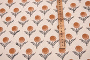 Handmade Throw Block Print Orange Duck Canvas Fabric - Pukhraj