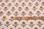 Handmade Throw Block Print Orange Duck Canvas Fabric - Pukhraj