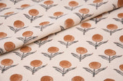 Handmade Throw Block Print Orange Duck Canvas Fabric - Pukhraj