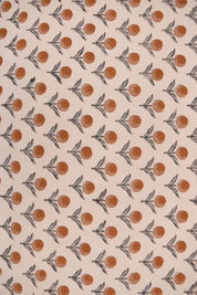 Handmade Throw Block Print Orange Duck Canvas Fabric - Pukhraj