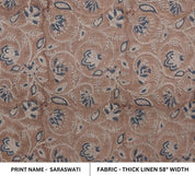 Handmade Throw Blue Block Printed Thick Linen Fabric – Saraswati
