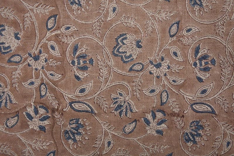 Handmade Throw Blue Block Printed Thick Linen Fabric – Saraswati