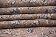 Handmade Throw Blue Block Printed Thick Linen Fabric – Saraswati