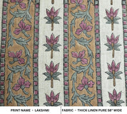 Block Print Thick Pure Linen Bedroom Decor Fabric || Lakshmi