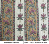 Block Print Thick Pure Linen Bedroom Decor Fabric || Lakshmi