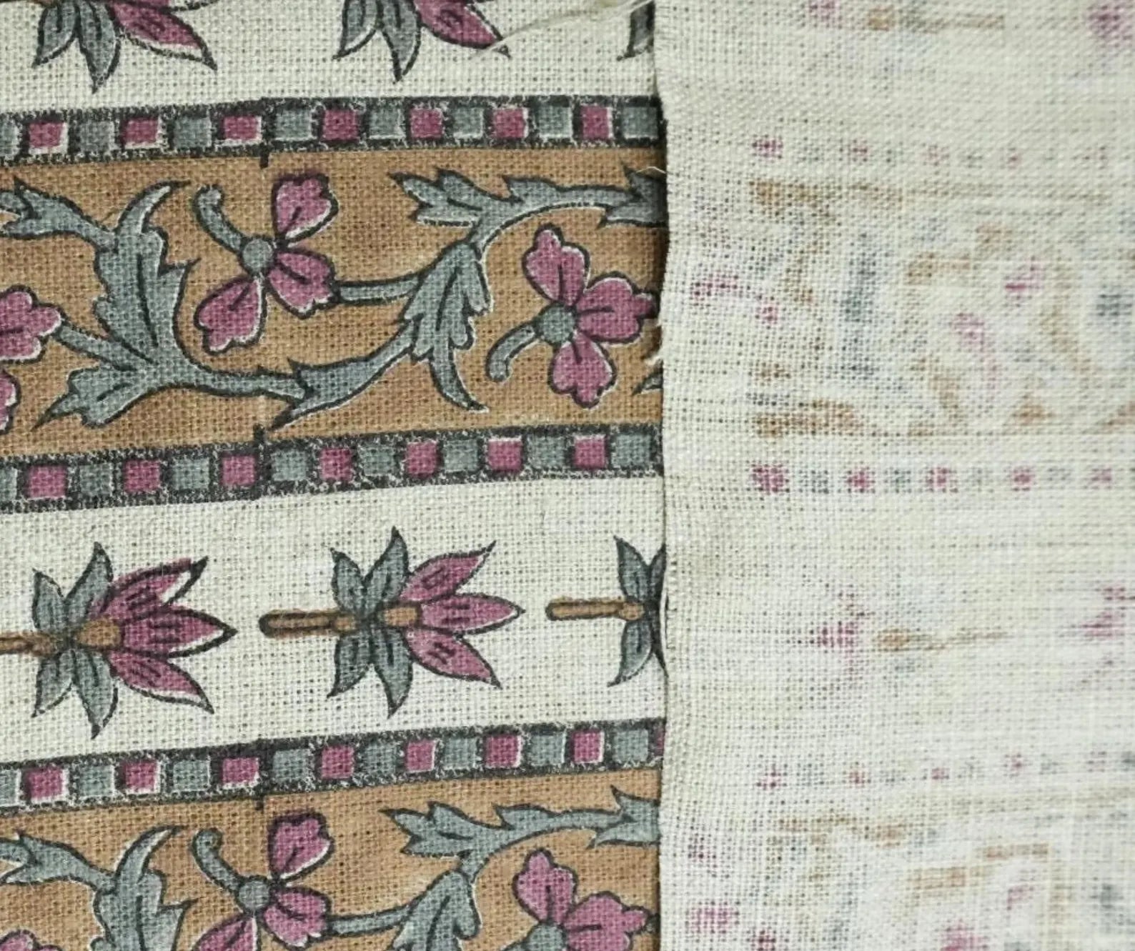 Block Print Thick Pure Linen Bedroom Decor Fabric || Lakshmi