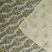 Lotus Mustard Hand Block Print Thick Pure Linen Fabric