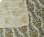 Lotus Mustard Hand Block Print Thick Pure Linen Fabric