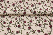 Handmade Floral Vine Duck Canvas Upholstery Fabric - Pushp Varsha