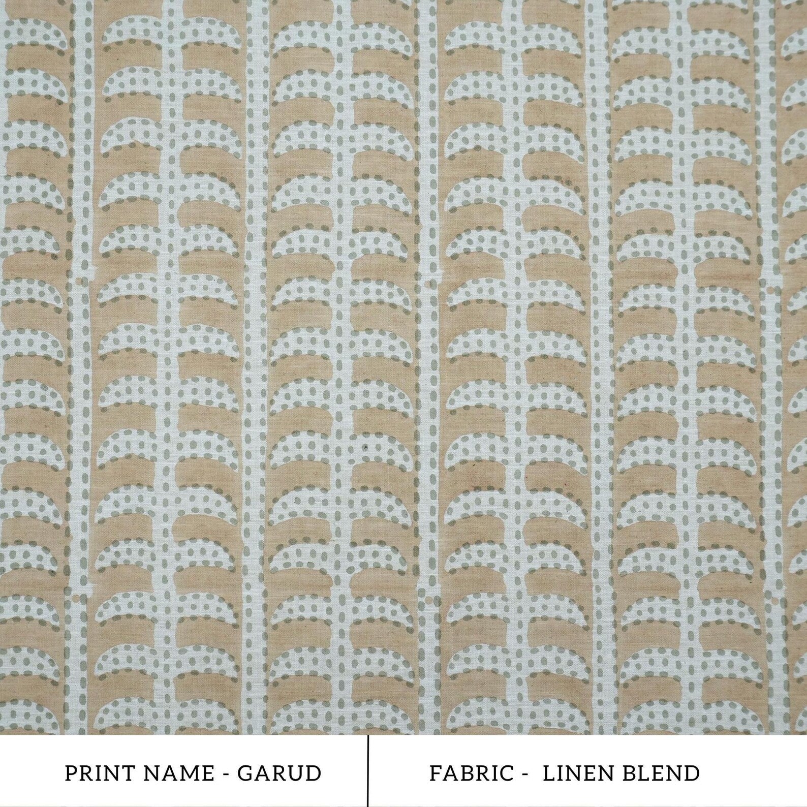 Garud Hand Block Print Linen Blend Fabric | By the Yard